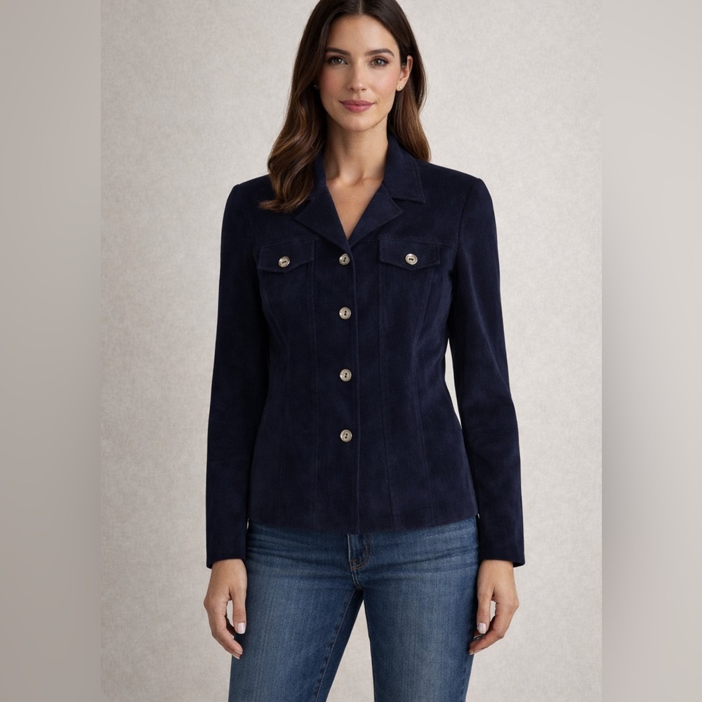 Blue Velvet Blazer by Sheri Martin - Classic Casual Women’s size 8